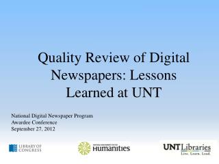 Quality Review of Digital Newspapers: Lessons Learned at UNT