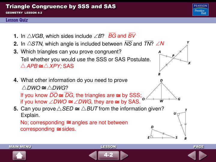 triangle congruence by sss and sas