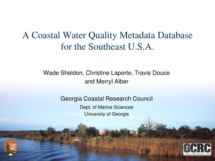 a coastal water quality metadata database for the southeast u s a