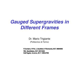 Gauged Supergravities in Different Frames