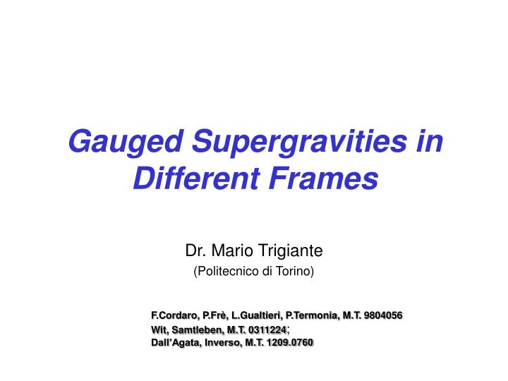gauged supergravities in different frames