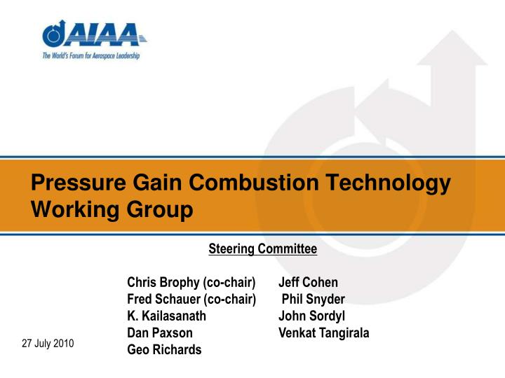 pressure gain combustion technology working group