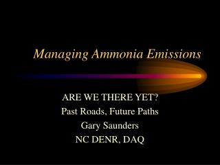 Managing Ammonia Emissions
