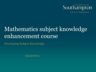 Mathematics subject knowledge enhancement course
