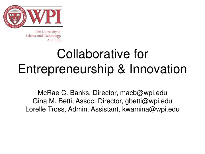 collaborative for entrepreneurship innovation