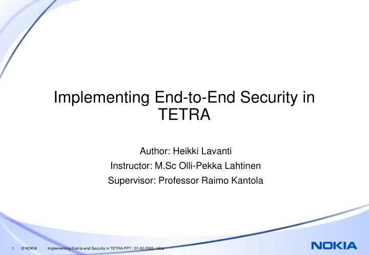 implementing end to end security in tetra