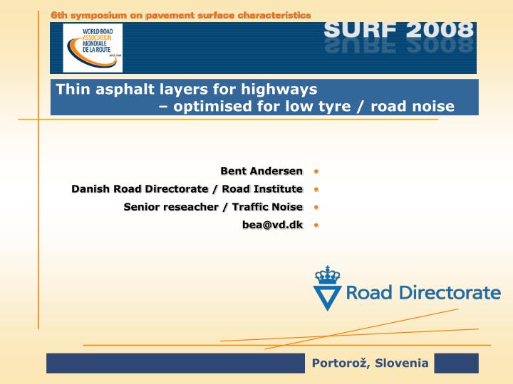 thin asphalt layers for highways optimised for low tyre road noise