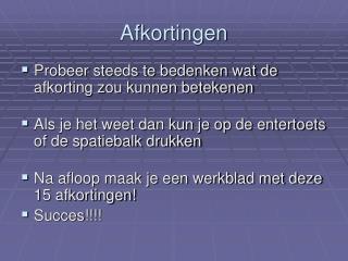 afkortingen