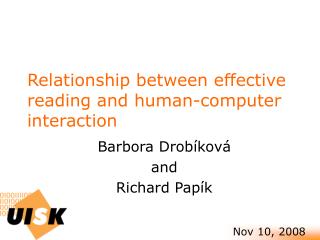 Relationship between effective reading and human-computer interaction