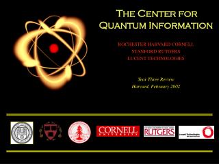 The Center for Quantum Information ROCHESTER HARVARD CORNELL STANFORD RUTGERS