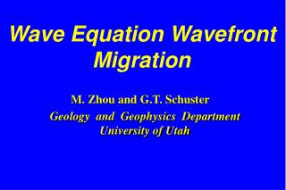 Wave Equation Wavefront Migration