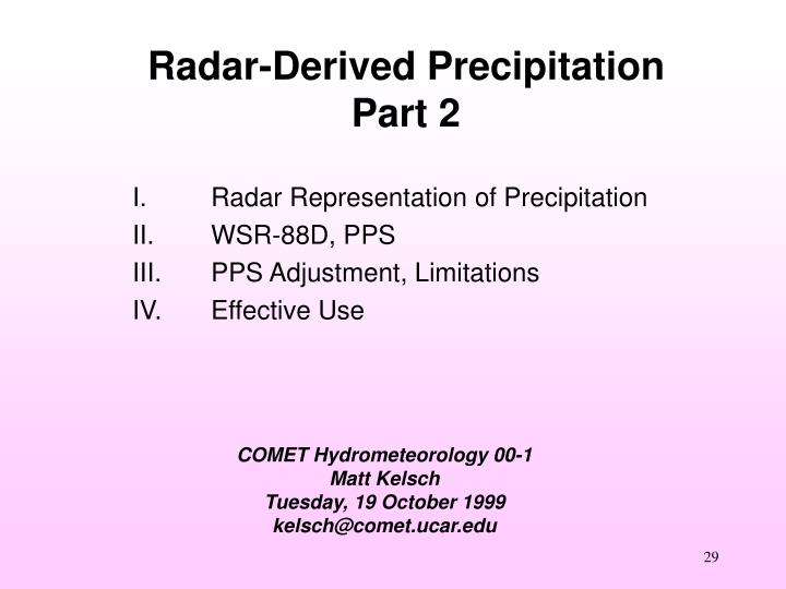 radar derived precipitation part 2
