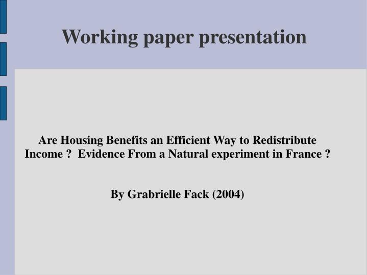 working paper presentation
