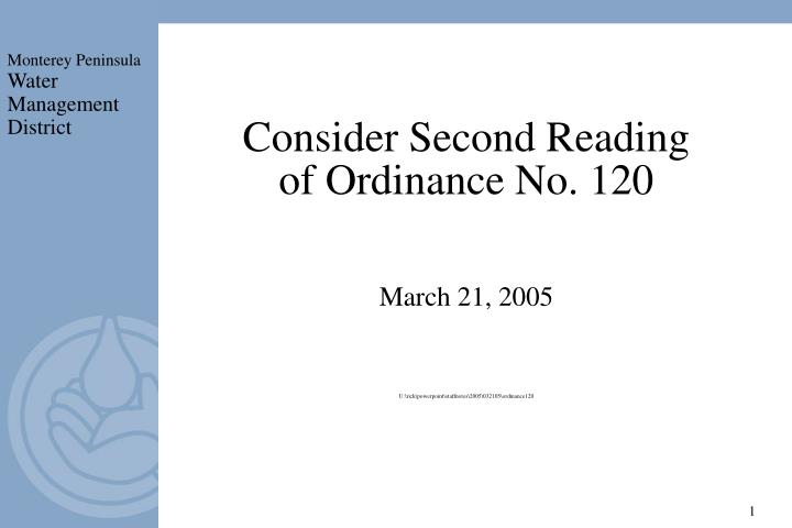consider second reading of ordinance no 120