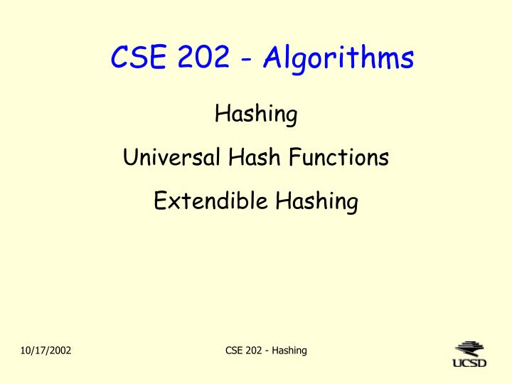 hashing universal hash functions extendible hashing