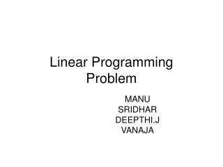 Linear Programming Problem