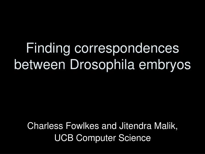 finding correspondences between drosophila embryos