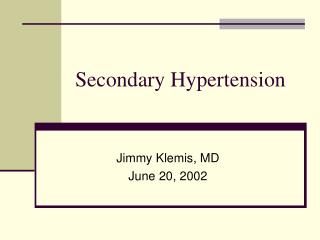 Secondary Hypertension