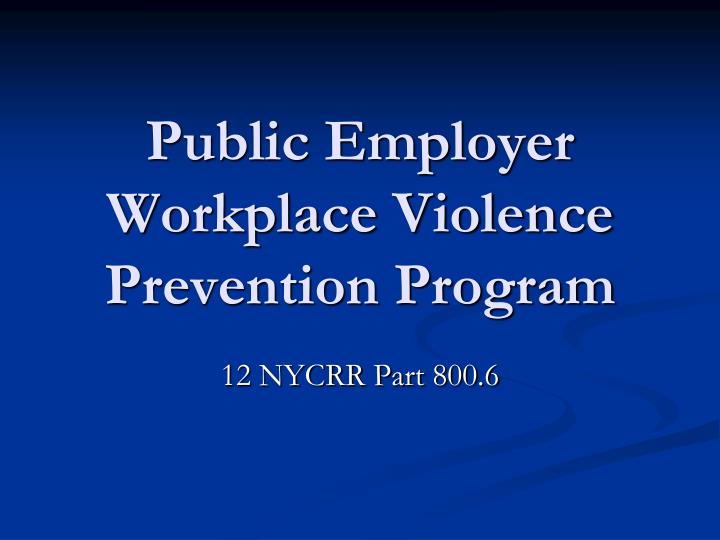 public employer workplace violence prevention program