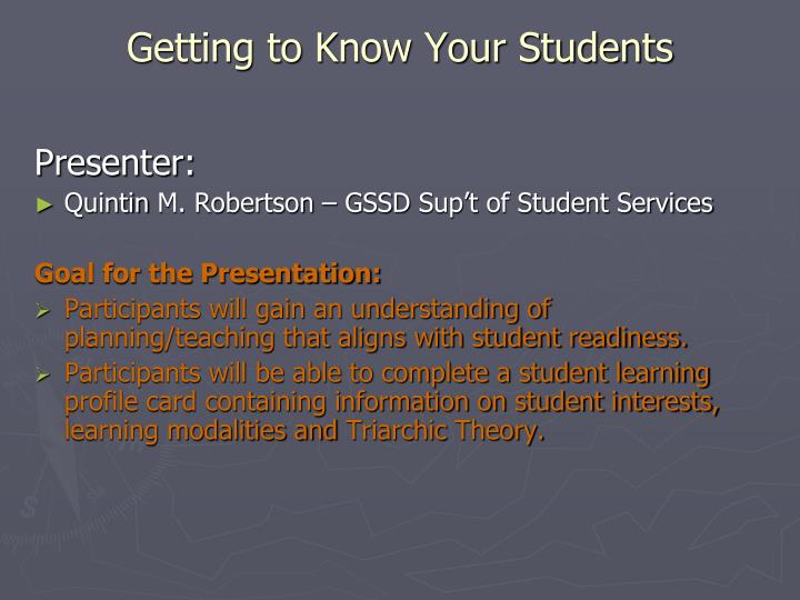 getting to know your students