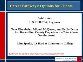 Career Pathways: Options for Clients