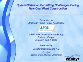 Update/Status on Permitting Challenges Facing New Coal Plant Construction