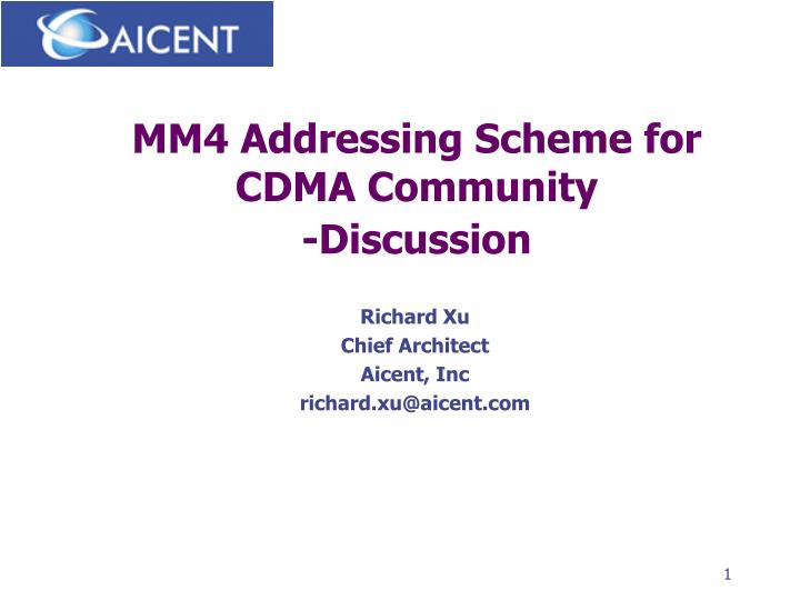 mm4 addressing scheme for cdma community discussion