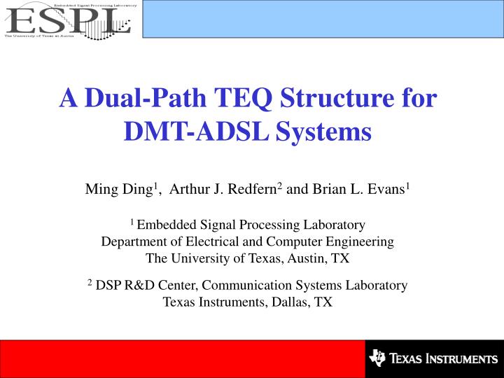 a dual path teq structure for dmt adsl systems