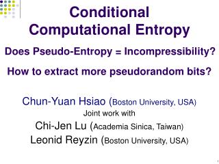 Conditional Computational Entropy