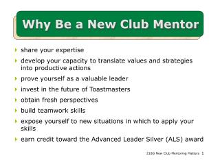 Why Be a New Club Mentor