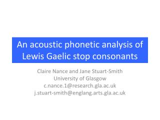 An acoustic phonetic analysis of Lewis Gaelic stop consonants