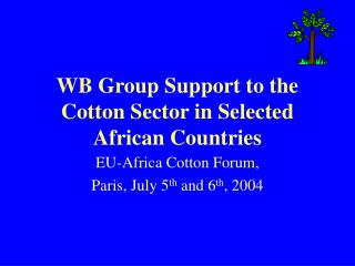 WB Group Support to the Cotton Sector in Selected African Countries