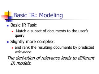 Basic IR: Modeling