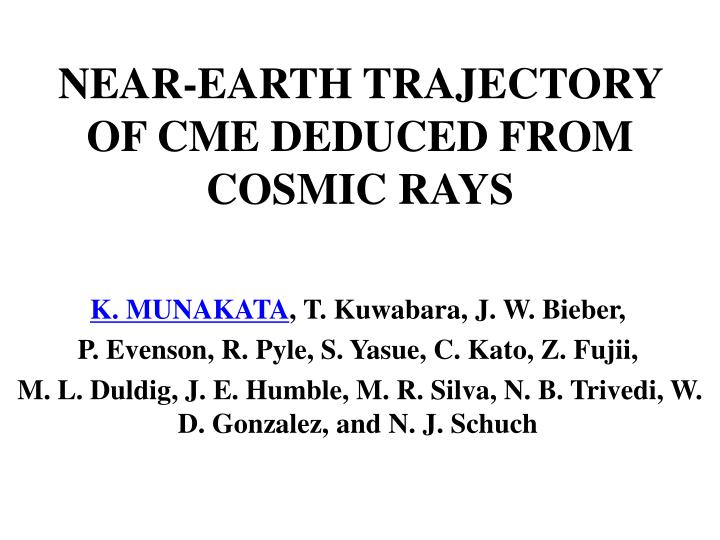 near earth trajectory of cme deduced from cosmic rays