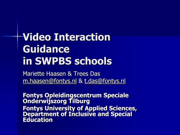 video interaction guidance in swpbs schools
