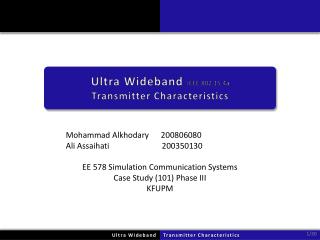 Ultra Wideband IEEE 802.15.4a Transmitter Characteristics