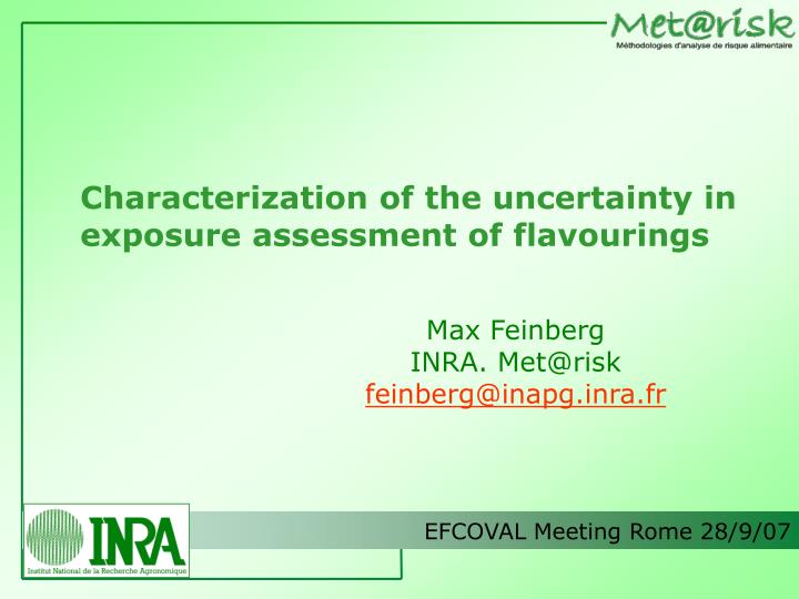 characterization of the uncertainty in exposure assessment of flavourings