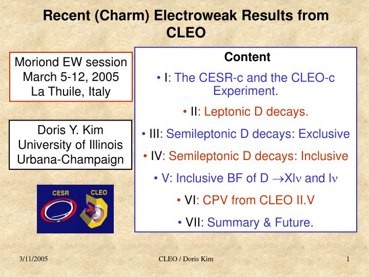 recent charm electroweak results from cleo