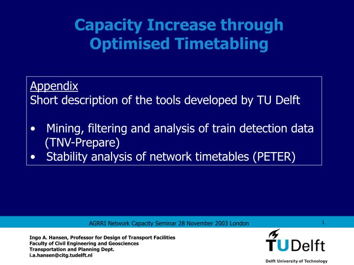 capacity increase through optimised timetabling