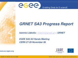 GRNET SA3 Progress Report