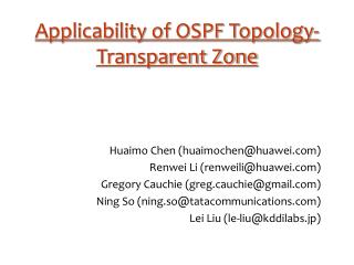 Applicability of OSPF Topology-Transparent Zone