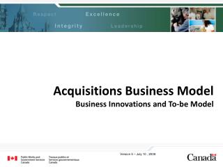 Acquisitions Business Model Business Innovations and To-be Model