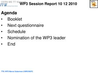 WP3 Session Report 10 12 2010