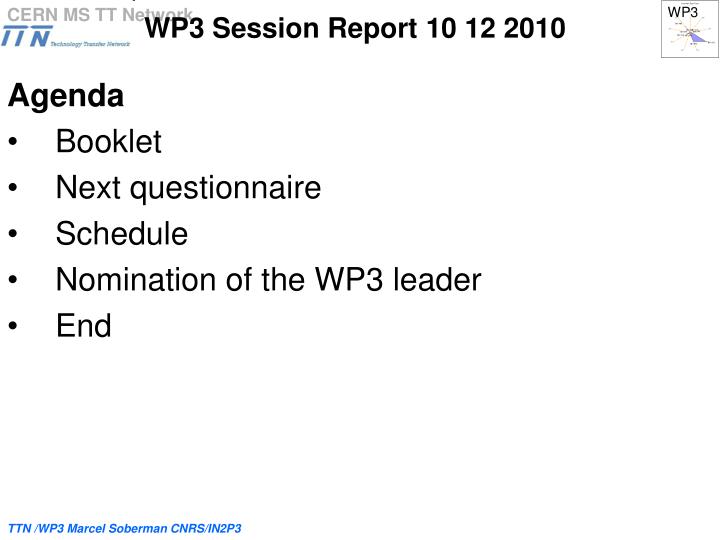 wp3 session report 10 12 2010