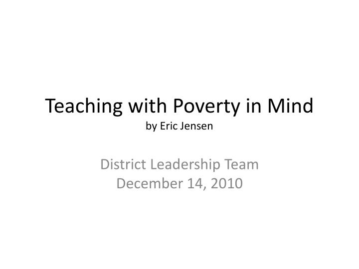 teaching with poverty in mind by eric jensen