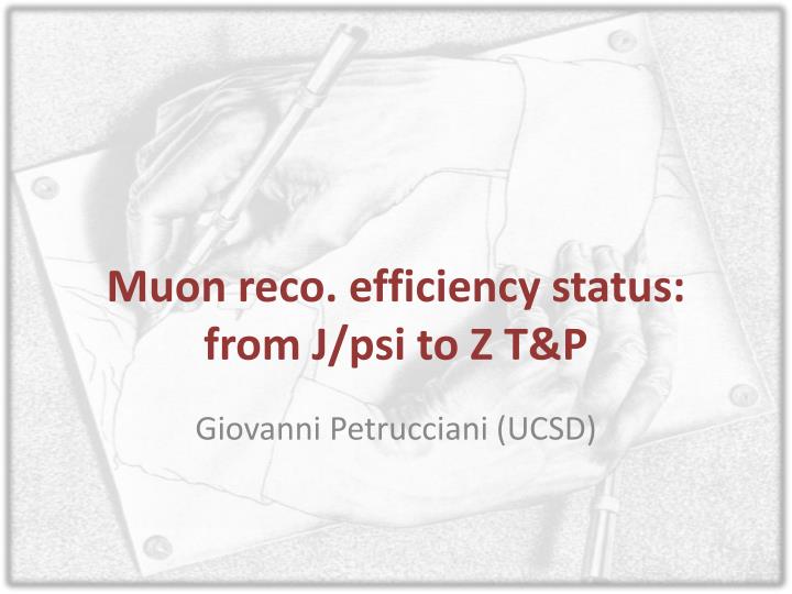 muon reco efficiency status from j psi to z t p