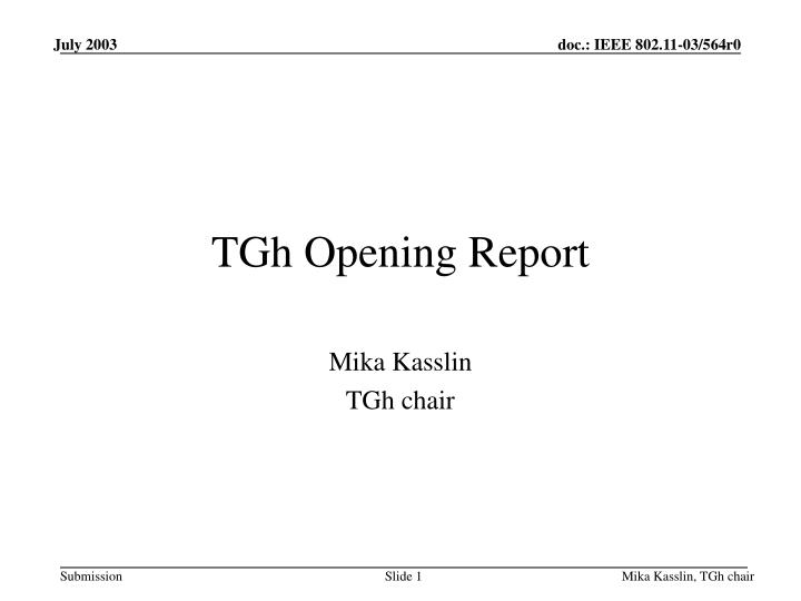 tgh opening report