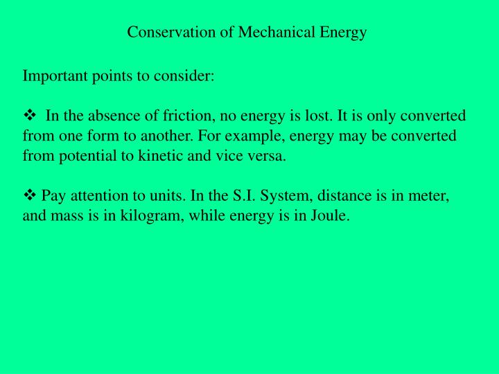 conservation of mechanical energy