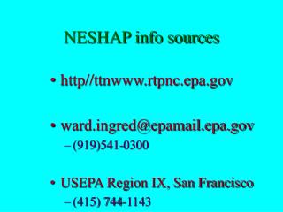 NESHAP info sources