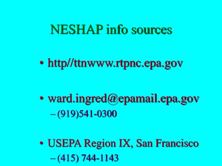 neshap info sources